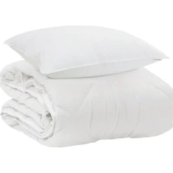 vidaXL Duvet toutes saisons avec oreiller 2 pcs Blanc Microfibre
