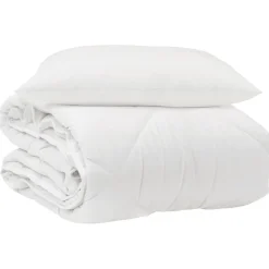 Linge-vidaXL Duvet toutes saisons avec oreiller 2 pcs Blanc Microfibre