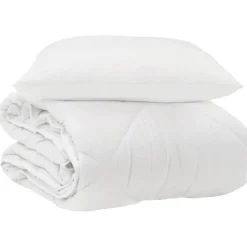 Linge-vidaXL Duvet toutes saisons avec oreiller 2 pcs Blanc Microfibre