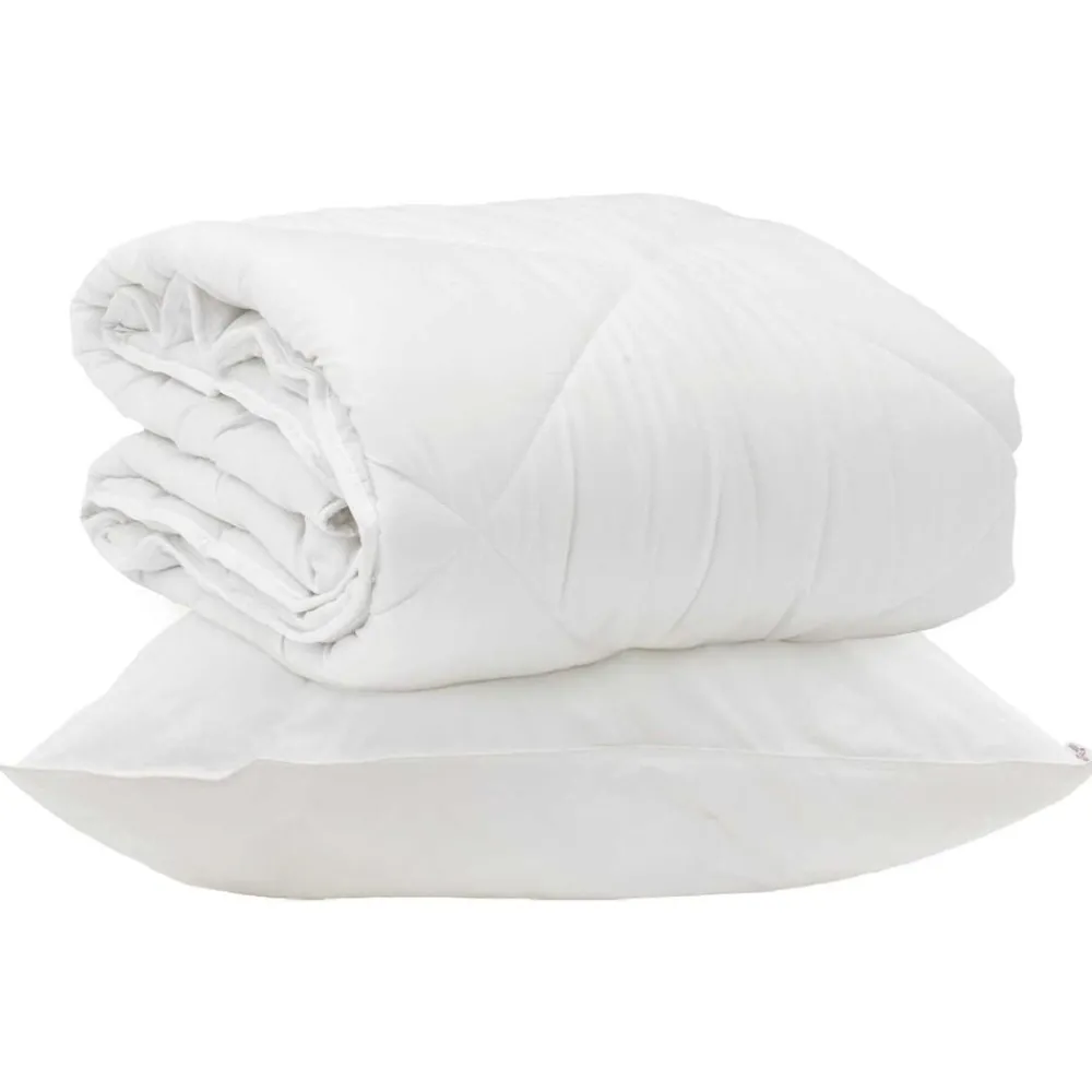 vidaXL Duvet toutes saisons avec oreiller 2 pcs Blanc Microfibre