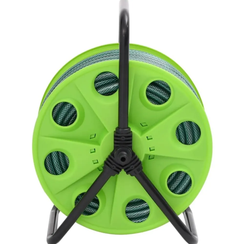 vidaXL Enrouleur de tuyau vert sur pied avec tuyau de 20 m PVC