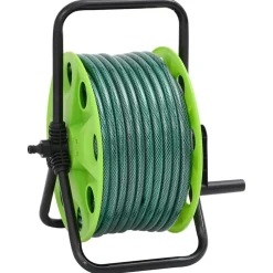 Accessoires De Quincaillerie-vidaXL Enrouleur de tuyau vert sur pied avec jeu de raccords de tuyaux