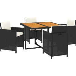 vidaXL Ensemble à dîner de jardin avec coussins 5 pcs poly rotin noir