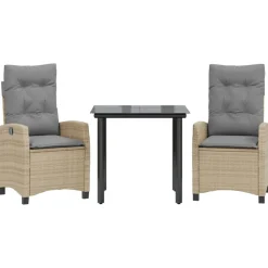 Mobilier De Jardin-vidaXL Ensemble à manger de jardin et coussins 3 pcs mélange beige