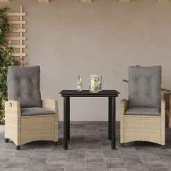 Mobilier De Jardin-vidaXL Ensemble à manger de jardin et coussins 3 pcs mélange beige