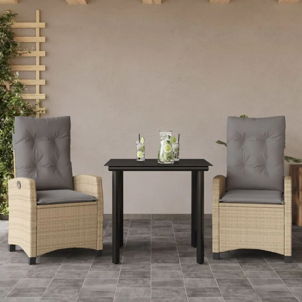 Mobilier De Jardin-vidaXL Ensemble à manger de jardin et coussins 3 pcs mélange beige