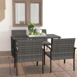 vidaXL Ensemble à manger de jardin 5 pcs Résine tressée