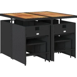 Mobilier De Jardin-vidaXL Ensemble à manger de jardin 9pcs coussins noir résine tressée Noir et cr&egrave;me