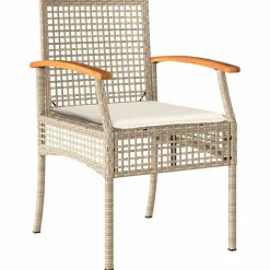 Mobilier De Jardin-vidaXL Ensemble à manger de jardin et coussins 3 pcs Beige poly rotin
