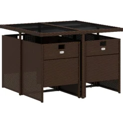 Mobilier De Jardin-vidaXL Ensemble à manger de jardin 5 pcs et coussins marron poly rotin Marron et cr&egrave;me
