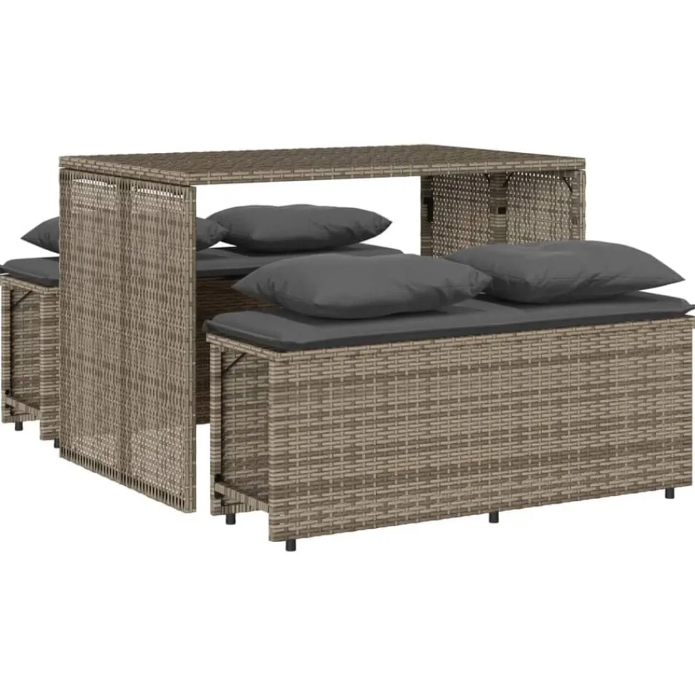 Mobilier De Jardin-vidaXL Ensemble à manger de jardin 3 pcs coussins résine tressée Gris