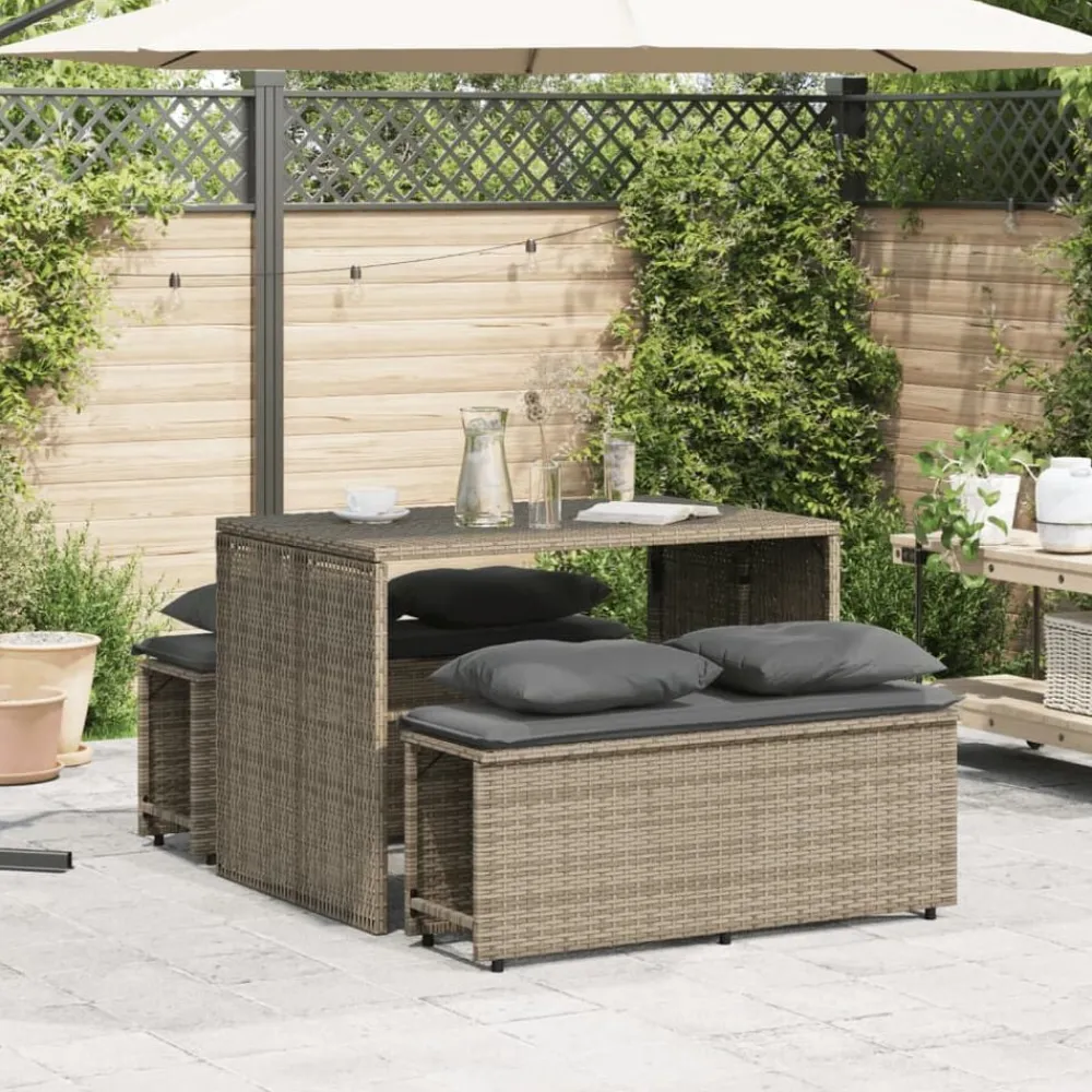 Mobilier De Jardin-vidaXL Ensemble à manger de jardin 3 pcs coussins résine tressée Gris