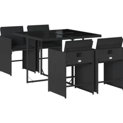 vidaXL Ensemble à manger de jardin coussins 5pcs Résine tressée