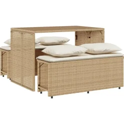 Mobilier De Jardin-vidaXL Ensemble à manger de jardin et coussins 3 pcs Beige poly rotin beige et cr&egrave;me