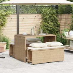 Mobilier De Jardin-vidaXL Ensemble à manger de jardin et coussins 3 pcs Beige poly rotin beige et cr&egrave;me