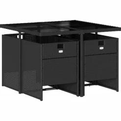 Mobilier De Jardin-vidaXL Ensemble à manger de jardin coussins 5pcs Noir Résine tressée Noir et cr&egrave;me