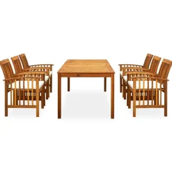 vidaXL Ensemble à manger de jardin 7 pcs avec coussins Acacia solide