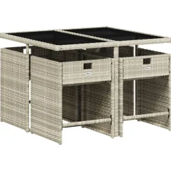 Mobilier De Jardin-vidaXL Ensemble à manger de jardin et coussins 5 pcs rotin Gris clair