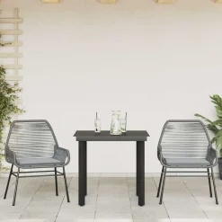 vidaXL Ensemble à manger jardin coussins 3 pcs poly rotin verre
