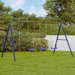 Jeux De Plein Air-vidaXL Ensemble balançoire d'extérieur balançoires et corde à disque Bleu