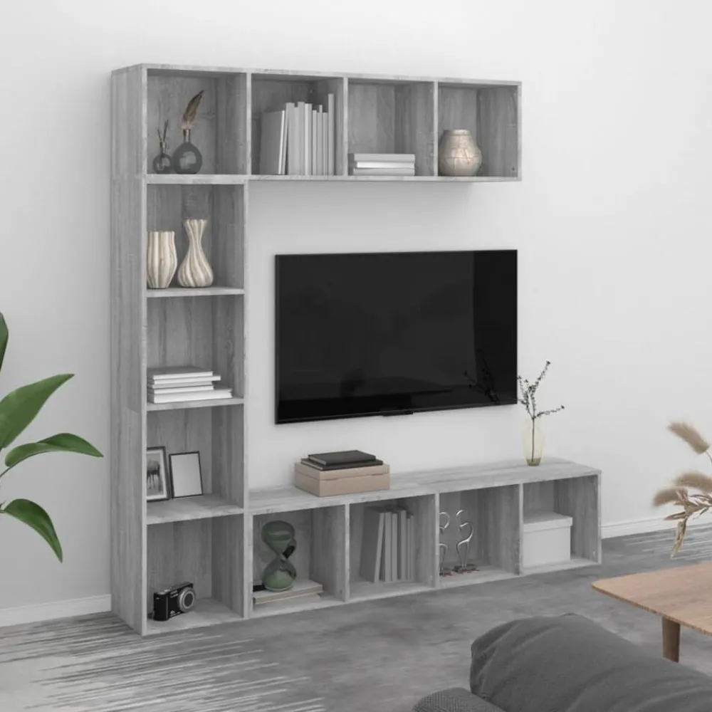 vidaXL Ensemble bibliothèque/meuble TV 3 pcs 180x30x180 cm