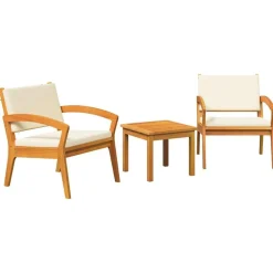 vidaXL Ensemble bistrot avec coussin 3 pcs Marron Polyester