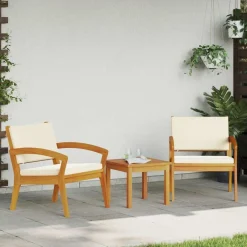vidaXL Ensemble bistrot avec coussin 3 pcs Marron Polyester