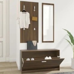 Produits Ménagers-vidaXL Ensemble d'armoires à chaussures 3-en-1 Chêne marron Ch&ecirc;ne marron