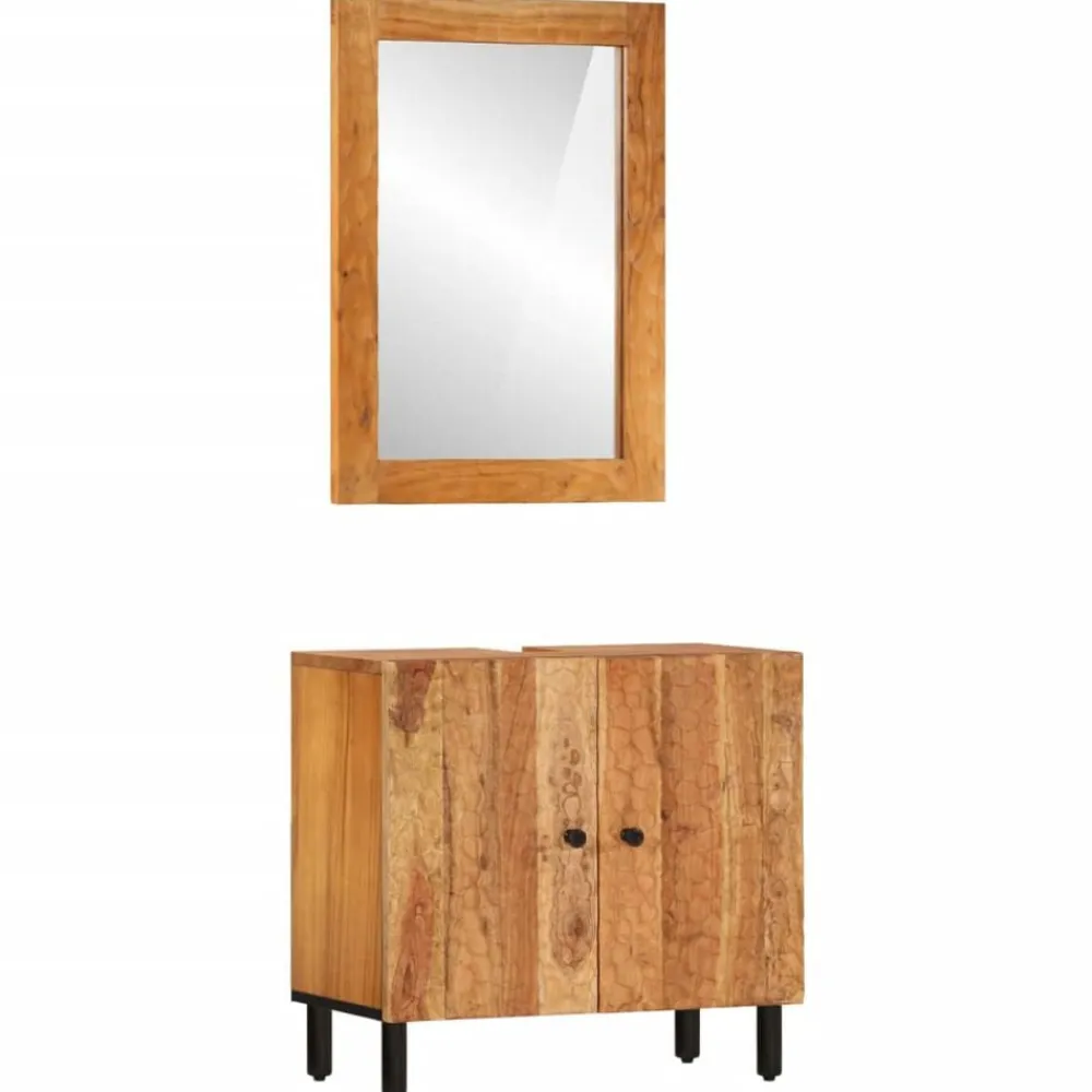 vidaXL Ensemble d'armoires de salle de bain 2 pcs bois massif d'acacia