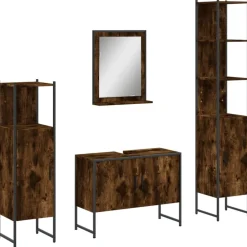 Ensembles De Meubles-vidaXL Ensemble d'armoires de salle de bain 4 pcs chêne fumé Ch&ecirc;ne fumé