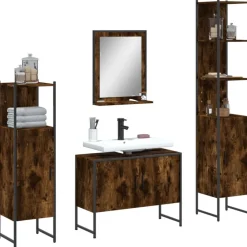 Ensembles De Meubles-vidaXL Ensemble d'armoires de salle de bain 4 pcs chêne fumé Ch&ecirc;ne fumé