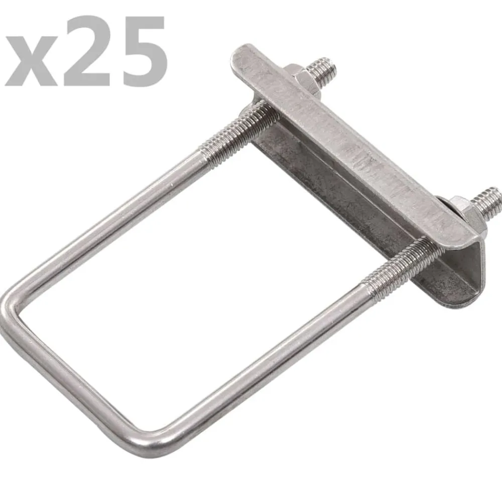 Clôtures & Barrières-vidaXL Ensemble de 25 connecteurs en U pour poteau de clôture 60x40 mm Argent