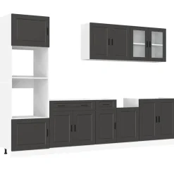 Armoires & Meubles De Rangement-vidaXL Ensemble de 7 meubles de cuisine "Porto" en bois d'ingénierie Noir