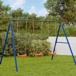 Jeux De Plein Air-vidaXL Ensemble de balançoire d'extérieur avec 3 balançoires Rouge