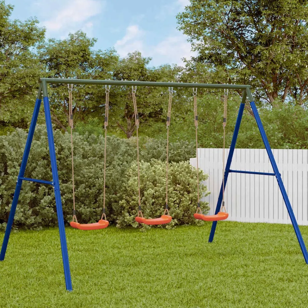 Jeux De Plein Air-vidaXL Ensemble de balançoire d'extérieur avec 3 balançoires Rouge