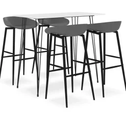Ensembles De Meubles-vidaXL Ensemble de bar 5 pcs Blanc et gris