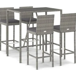 vidaXL Ensemble de bar de jardin 5 pcs avec coussins poly rotin