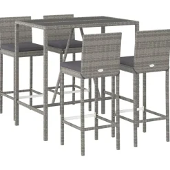 vidaXL Ensemble de bar de jardin 5 pcs avec coussins poly rotin