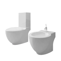 Plomberie-vidaXL Ensemble de bidet et toilette Céramique Blanc