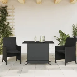 Mobilier De Jardin-vidaXL Ensemble de bistro 3 pcs avec coussins résine tressée Noir