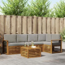 vidaXL Ensemble de canapé d'angle 6 pcs Gris Naturel et Clair
