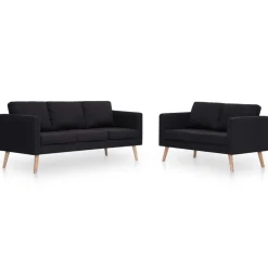 Canapés-vidaXL Ensemble de canapé 2 pcs tissu Noir