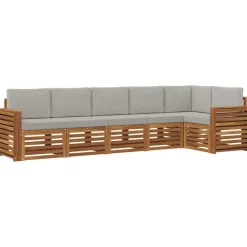 vidaXL Ensemble de canapé d'angle 6 pcs Gris Naturel et Clair