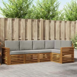 vidaXL Ensemble de canapé d'angle 5 pcs Gris Naturel et Clair