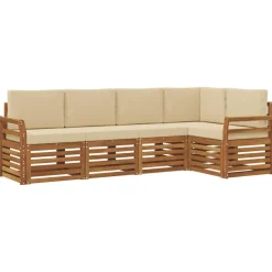 Ensembles De Meubles-vidaXL Ensemble de canapé d'angle avec coussin 5 pcs Naturel et beige