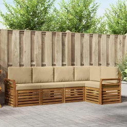 Ensembles De Meubles-vidaXL Ensemble de canapé d'angle avec coussin 5 pcs Naturel et beige