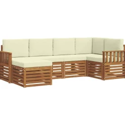 Ensembles De Meubles-vidaXL Ensemble de canapé d'angle avec coussin 6 pcs Naturel et Crème Naturel et crème