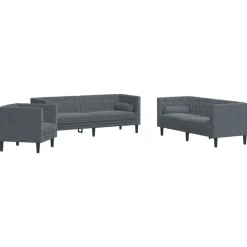 vidaXL Ensemble de canapé Chesterfield et traversins 3 pcs