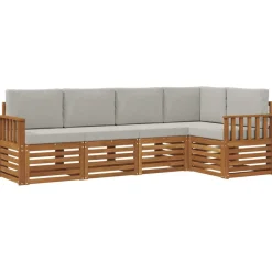 Ensembles De Meubles-vidaXL Ensemble de canapé d'angle 5 pcs Gris Naturel et Clair Naturel et gris clair