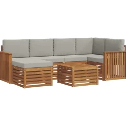 vidaXL Ensemble de canapé d'angle 7 pcs Gris Naturel et Clair
